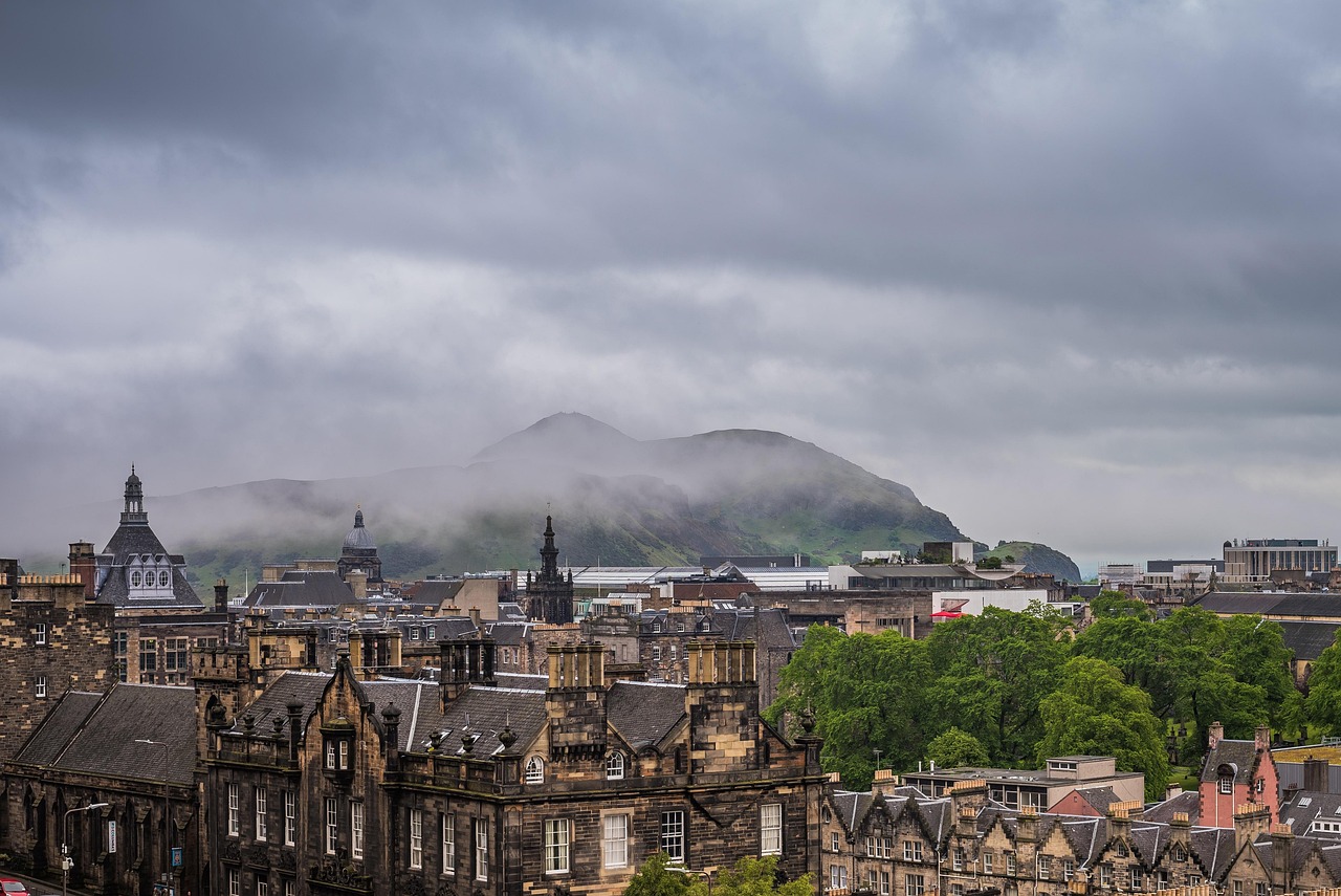 Edinburgh skyline with historic landmarks, showcasing the city as a destination for corporate events and conference venues.